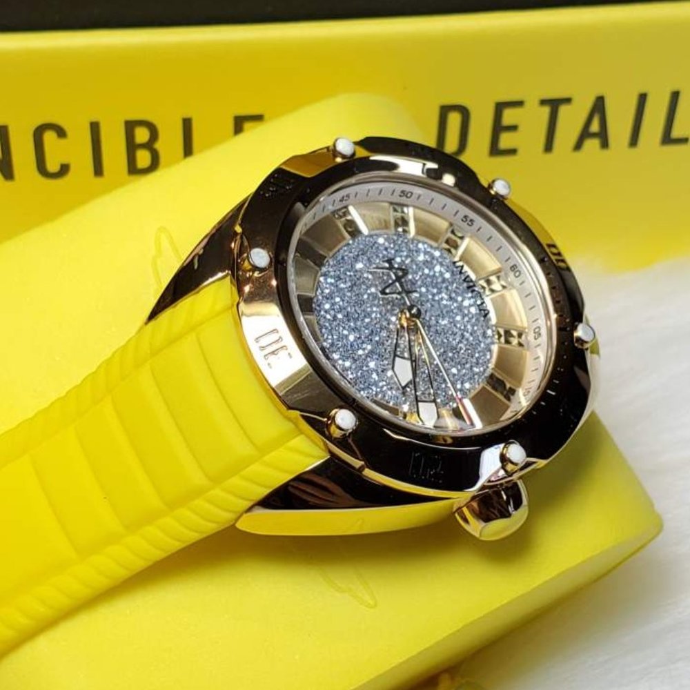 Invicta Watch Stainless Steel Silicone Gold Yellow Women Accessories Watch - Picture 9 of 16